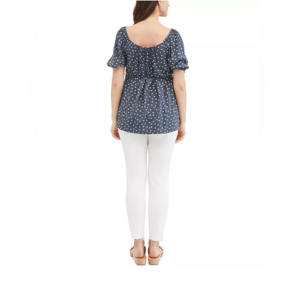 NWT Jessica Simpson Polka Dot Maternity Smocked Peasant Top Blouse Size Small - Picture 3 of 10
